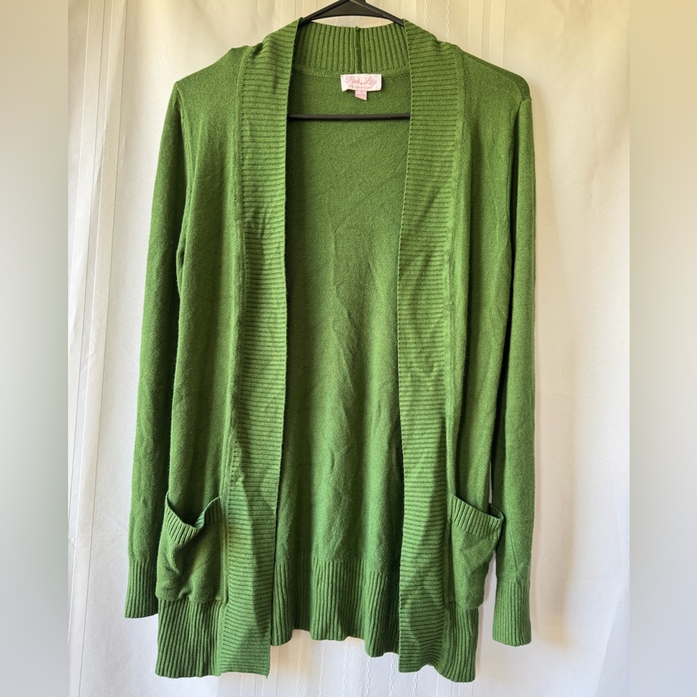 Pink Lily Reputation Green Pocket Cardigan Sweater Size Small Knit Daily Basic
